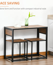3-Piece Industrial Dining Table Set for 2, Kitchen Table and Chairs, Dining Room Sets for Small Spaces, Rustic Brown