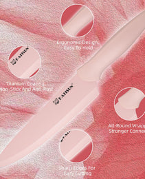 13-Piece Pink Kitchen Knife Set with Guards – Stainless Steel Non-Stick Knives Set with Sheaths & Kitchen Scissors