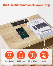 Rattan Nightstand, Boho Bedside Table With Open Shelf 2 Drawers, Rattan End Table Nightstand With Solid Wood Legs, Rattan Bedside Table With Charging Station, For Bedroom, Study & Living Room