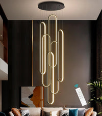 Modern LED Chandeliers for Foyer Entryway High Ceiling Long Staircase Chandeliers Dimmable Dimmable Flush Mount High Villa Foyer 2700K-6000K