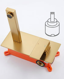 Wall Mount Faucet For Bathroom Sink Or Bathtub, Single Handle 2 Holes Brass Rough-in Valve Included, Brushed Gold[Unable Ship Weekends, TK/TEMU Only For Pickup]