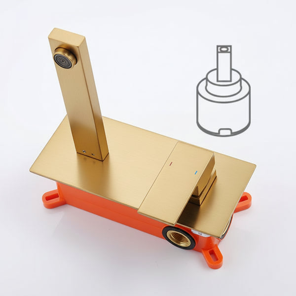 Wall Mount Faucet For Bathroom Sink Or Bathtub, Single Handle 2 Holes Brass Rough-in Valve Included, Brushed Gold[Unable Ship Weekends, TK/TEMU Only For Pickup]
