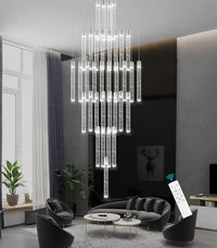 35-Light Long Large Modern Led Crystal Chandeliers Modern Spiral Chandeliers High Ceilings Chandelier for Staircase Foyer Chrome