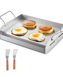 17x13 In Flat Top Griddle Stainless Steel Universal BBQ Grill Pan Cookware