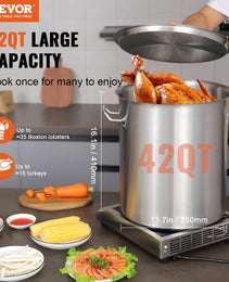 Stainless Steel Stockpot, 42 Quart Large Cooking Pots, Multipurpose Cookware Sauce Pot With Lid & Handle, Heavy Duty Commercial Grade Stock Pot, Sanding Treatment, For Large Groups Events Silver
