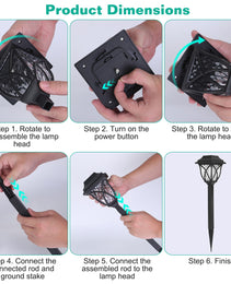 6Pack Solar Powered Stake Light Outdoor Decorative Landscape Lamp IP45 Waterproof Auto On Off Outdoor Light For Pathway Garden Yard Patio
