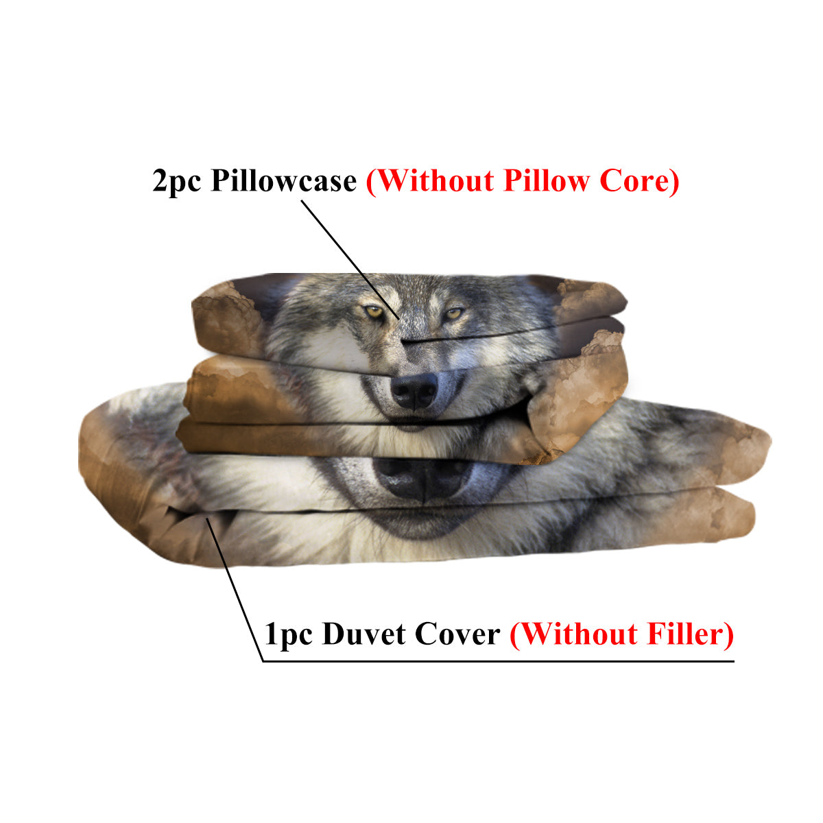 3pcs Wolf Pack Tribe Bedroom Printed Bedding Suitable For All Seasons