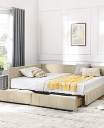 Full Size Storage Upholstered Tufted Bed Frame, Sofa Bed Frame With Comfortable Backrest And Armrests, Full Size Bed For Bedroom, Living Room,Velvet, BEIGE 80.5x59x29.5