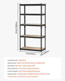 Storage Shelves 16 D X 32 W X 62.8 H 5-tier Garage Storage Shelving
