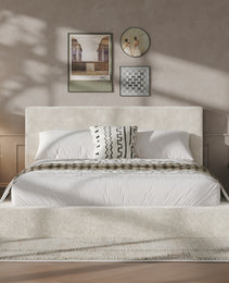 AirFrame Queen Frameless Bed Surround, 8.7  Cloud Upholstered Sponge Cushion, Easy Assembly Excluding Bed Frame, Off-white.