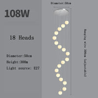 Stairs Modern Nordic LED Glass Chandelier Loft Duplex Living Room Lamp Hotel Lobby Long Chandelier Home Decorative Lighting