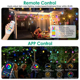 52.5FT Colorful Outdoor String Lights Smart RGB LED Patio Lights IP66 Waterproof Dimmable Hanging Light Bulbs With APP Remote Control 15 Bulbs - CJDS - FC