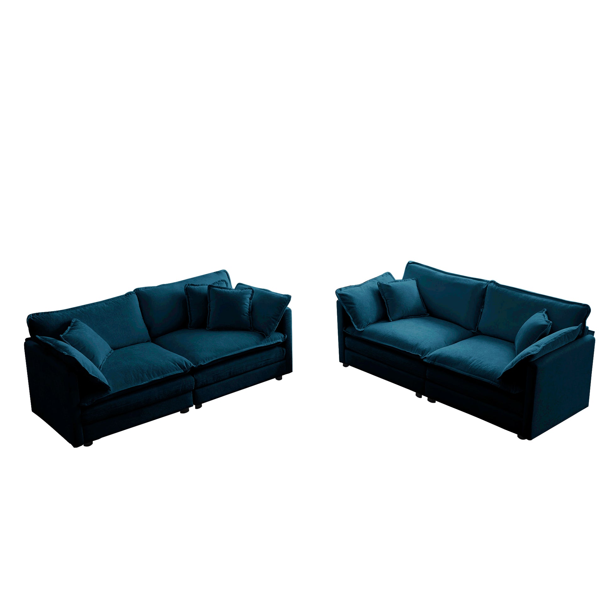 2 - Piece Living Room Set , 2 Pieces Upholstered Loveseat And Couch For Home Office Lounge,  Sofa Set Of 2, 2-Piece 2-2 Seat Couch Set For Living Room ,Blue Chenille
