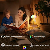 Cute Jellyfish Night Light RGB Gradient Cute Jellyfish Bedside Lamp Voice Control Type-C Charging LED Night Lamp