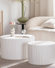 Nesting Coffee Table Set Of 2 Round Wooden Coffee Tables Circle Modern Table For Living Room Bedroom Accent End Side Table