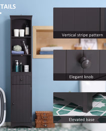 Bathroom Storage Cabinet, Free Standing Bathroom Storage Unit, Tall Linen Tower with 3-Tier Shelves and Drawer, Brown