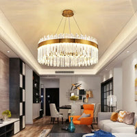 Modern Crystal Ceiling Pendant Lamp for Living Dining Table Room Kitchen Gold Hanging Chandeliers Home Decoration Indoor Light