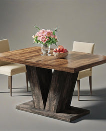 47-Inch Dining Table For 4, Black Kitchen Dinner Table With Heavy Duty Pedestal, Farmhouse Wooden Eating Table
