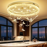 Butterfly Chandelier Black 48In Modern Crystal Raindrop Chandelier Lighting Flush Mount Ceiling Chandeliers for Living Room 20XGU10