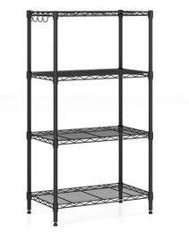 4-Tier Heavy-Duty Metal Wire Shelving, 600 Lbs Total Load Capacity With Anti-Toppling Kits For Garage & Kitchen