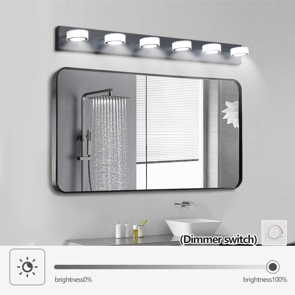 45in  Modern 6-Light LED Vanity Light, Sleek Black Bathroom Wall Light Fixture For Mirror, Shower, And Bathroom Decor