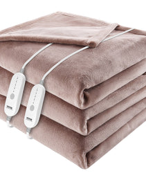 Heated Blanket Electric Throw, 100" X 90" King Size, Soft Flannel Heating Blanket With 10 Hours Timer Auto-off & 5 Heating Levels, Dual Control, Machine Washable, ETL & FCC Certification (Beige)
