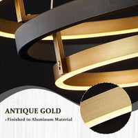 Modern Brass Chandelier for Living Room LED 3 Ring Chandeliers Black Gold