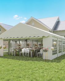 20’ x 40’ Party Tent, Outdoor Canopy Tent with Removable Sidewalls, 12 Windows for Parties, Wedding, Events, BBQ, White