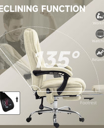 Massage Office Chair, Heated Reclining Computer Chair with Adjustable Height and Footrest, Beige