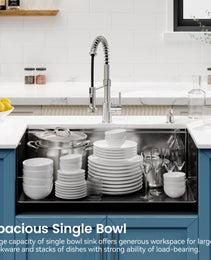 Stainless Steel Kitchen Sink, Single Bowl, Undermount Handmade Sink In Black, With Cutting Board, Colander