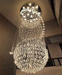 D24'' X H78'' Crystal Chandelier for Entryway High Ceiling Chandeliers Glam Chandelier Modern Large Raindrop Chandeliers LED Dimmable Light Fixtures for Staircaes Foyer Living Room