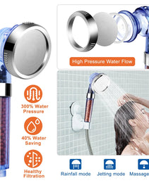 Ionic Filtration Shower Head High Pressure 3 Mode Stone Water Saving Bath Handheld Shower