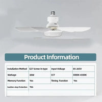 Cordless Light Socket Fan for Kitchen Bedroom Small Room LED Socket Fan Light with Remote Small Ceiling Fan with Light