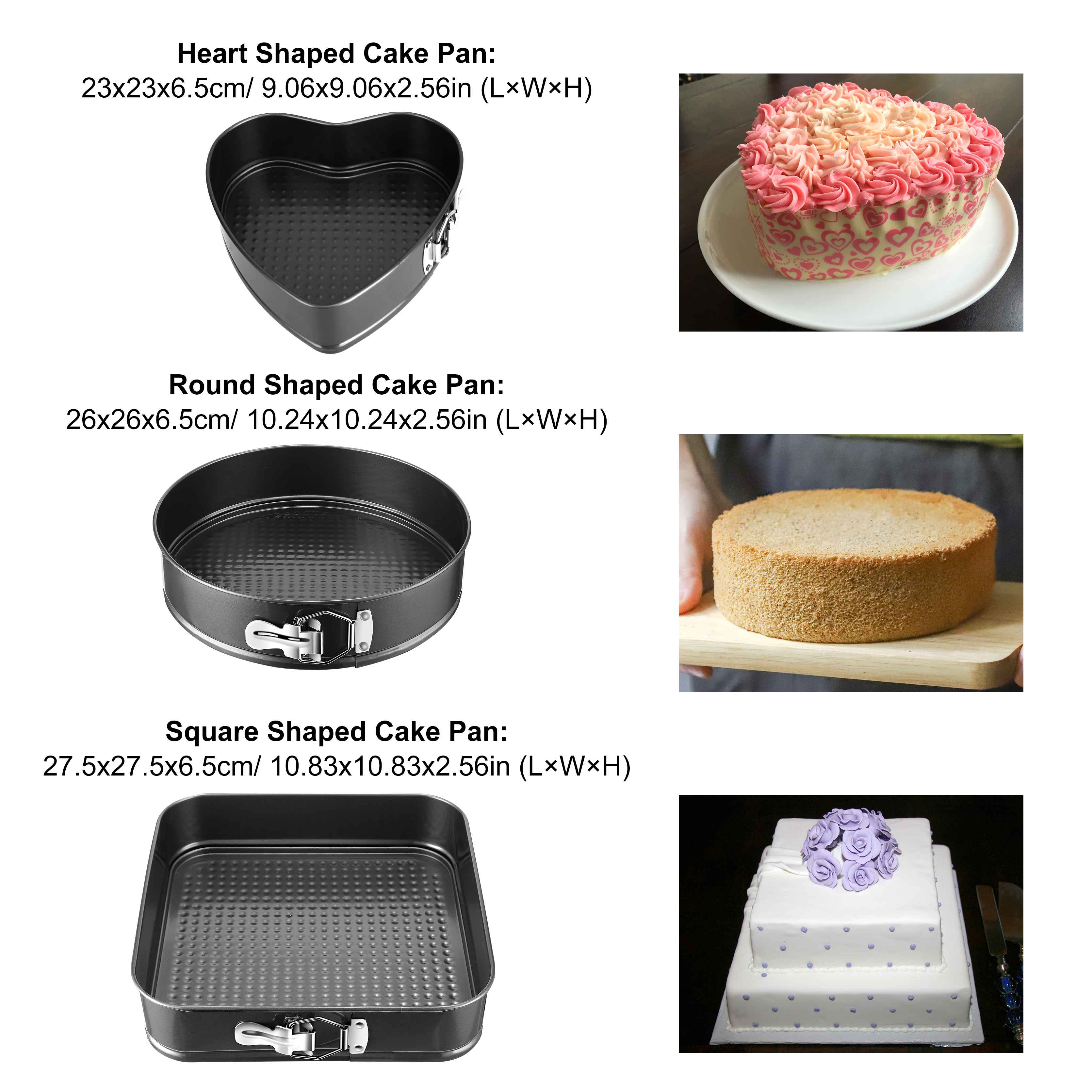 3Pcs Per Set Non-stick Springform Cake Pan Leakproof 9in 10in 11in Bakeware Pan With Removable Bottom