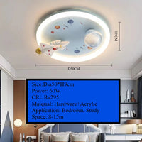 Ceiling Lights Kids Room Astronaut Boy Girl Bedroom Chandelier Princess Spaceman Rocket Rabbit Children's Lamps Home-appliance
