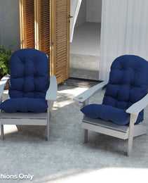 Adirondack Chair Cushions Set of 2, Tufted High Back Patio Non-Slip Cushions for Adirondack Chairs, Navy Blue