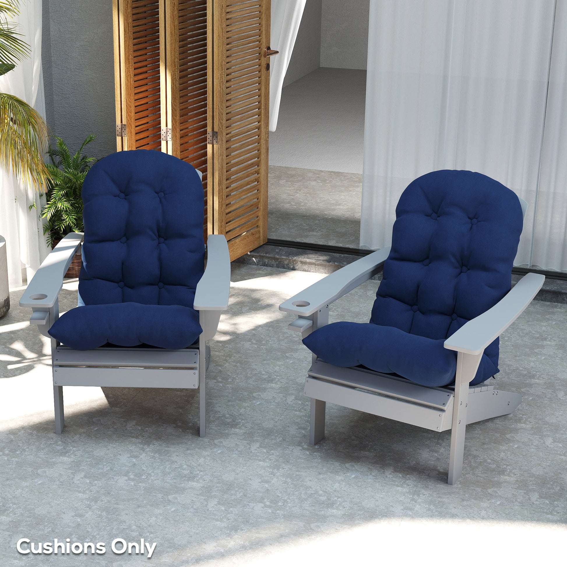 Adirondack Chair Cushions Set of 2, Tufted High Back Patio Non-Slip Cushions for Adirondack Chairs, Navy Blue