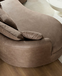 128.74 Inch Modern Sectional Curved Sofa Couch For Living Room,Leathaire Upholstered 5-Seat Sofa Couch, Technology Cloth Couch Set For Apartment Office,Brown