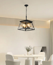 4 Lights Farmhouse Chandelier For Dining Room Black
