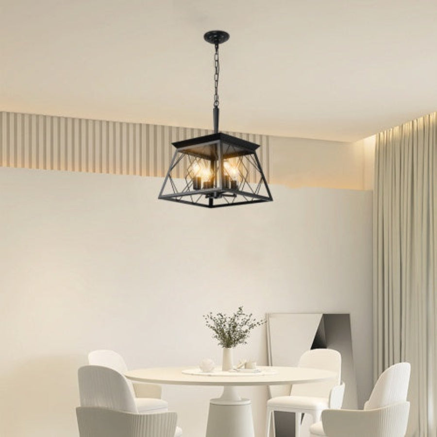 4 Lights Farmhouse Chandelier For Dining Room Black