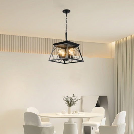 4 Lights Farmhouse Chandelier For Dining Room Black