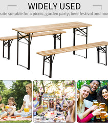 6' Portable Picnic Table and Bench Set, Outdoor Wooden Folding Camping Dining Table Set for Patio Garden Outdoor Activities