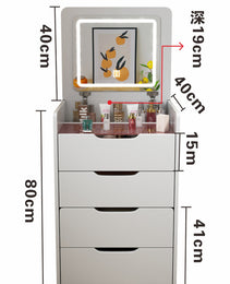 3 In 1 Vanity Desk With Plip Top Mirror,Small Make Up Vanity Set With Visible Glass Desktop,Compact - CJDS