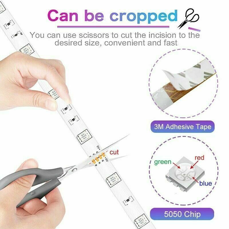 BRAND NEW 5050 RGB LED Strip Bluetooth Remote Lights TV Back Lights For Bar Room - CJDS