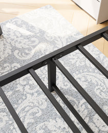 Metal Platform Bed Frame, Victorian Style HeadboardFootboard  Under Bed Storage  No Box Spring Needed Twin Size Black
