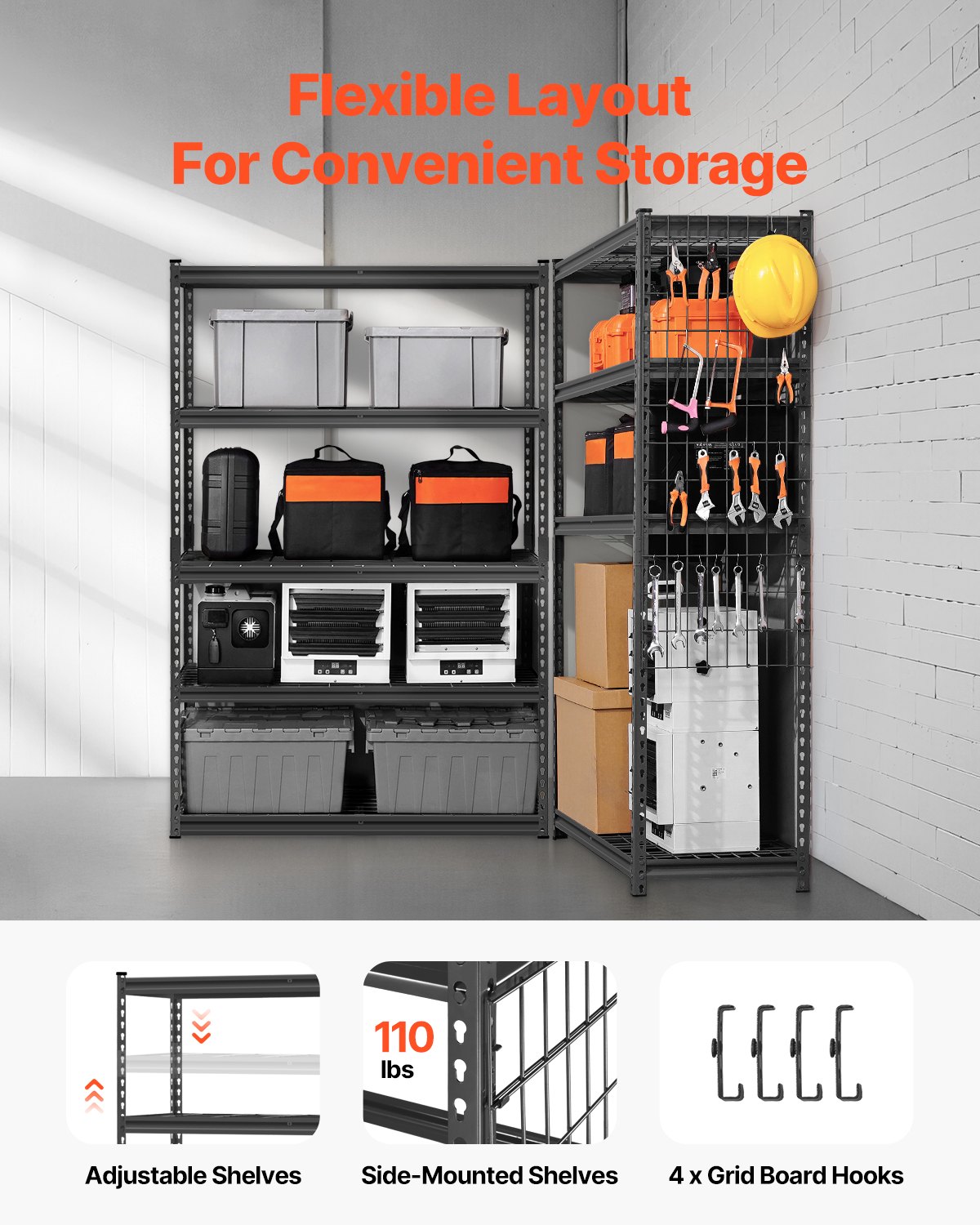 Storage Shelves 5 Tier Adjustable Heavy Duty Garage Shelving Units 2500 Lbs