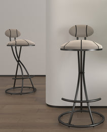 Upholstered Bar Stools Set Of 2 Striped Counter Height Barstools Modern Velvet Dining Chairs For Kitchen Island, Living Room Black  Stripe