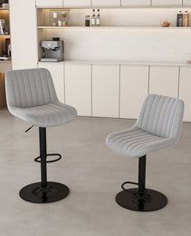 Swivel Bar Stools With Adjustable Height  35.03-43.7 Inches , Backrest, And Soft Knit Fabric - Ideal For Kitchen Island, Bar Counter, Dining Room, Grey Set Of 2