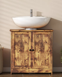 Bathroom Vanity Cabinet, Under Sink Bathroom Cabinet with 2 Doors and Adjustable Shelf, Rustic Brown