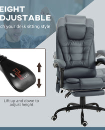 7-Point Vibrating Massage Office Chair High Back Massaging Office Desk Chair with Lumbar Support, Footrest, Blue